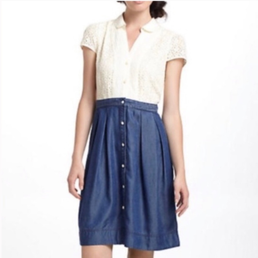 Anthropologie HD in Paris Lace & Chambray Dress